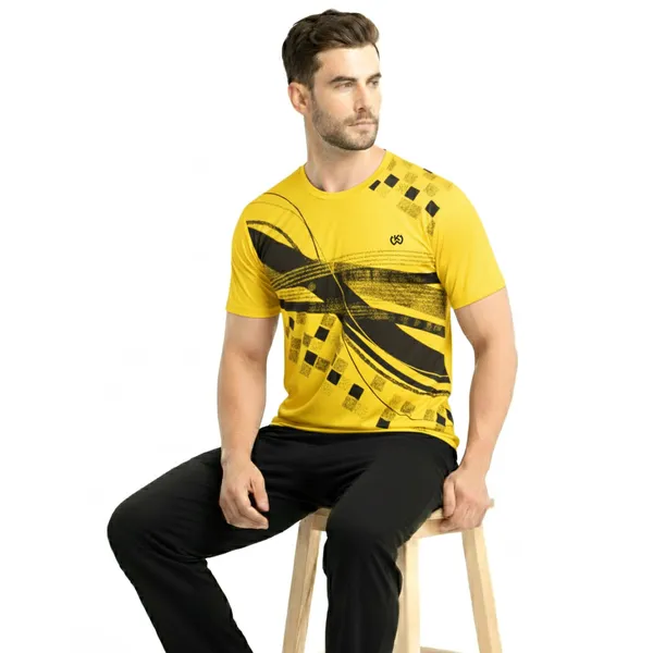 Yellow_Premium_Polyester_And_Spandex_Sports_T-Shirt_For_Men