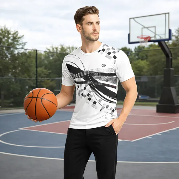 White_Premium_Polyester_And_Spandex_Sports_T-Shirt_For_Men