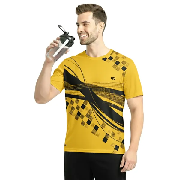Yellow_Premium_Polyester_And_Spandex_Sports_T-Shirt_For_Men