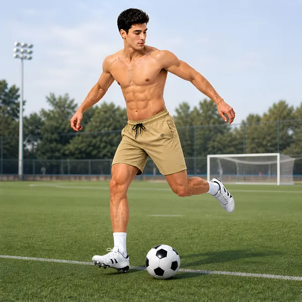 Khaki_Premium_Polyester_And_Spandex_Sports_Shorts_For_Men