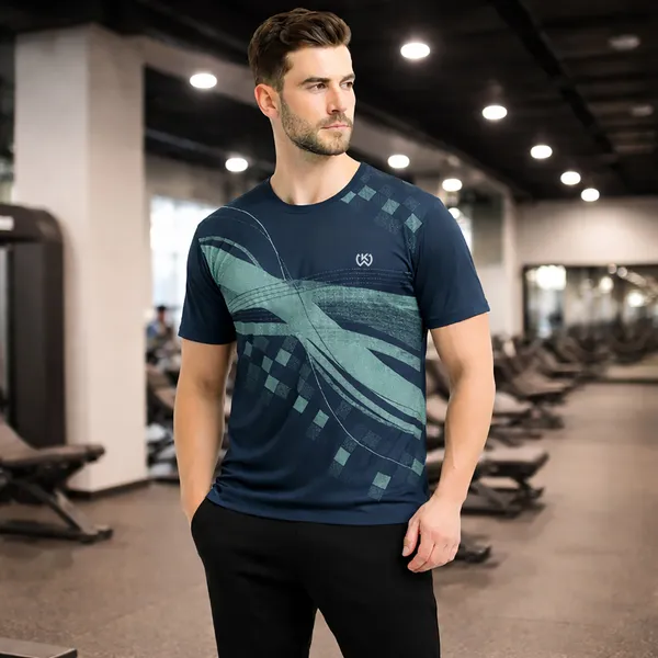 Navy_Premium_Polyester_And_Spandex_Sports_T-Shirt_For_Men