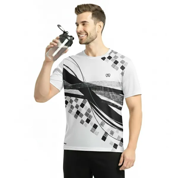 White_Premium_Polyester_And_Spandex_Sports_T-Shirt_For_Men