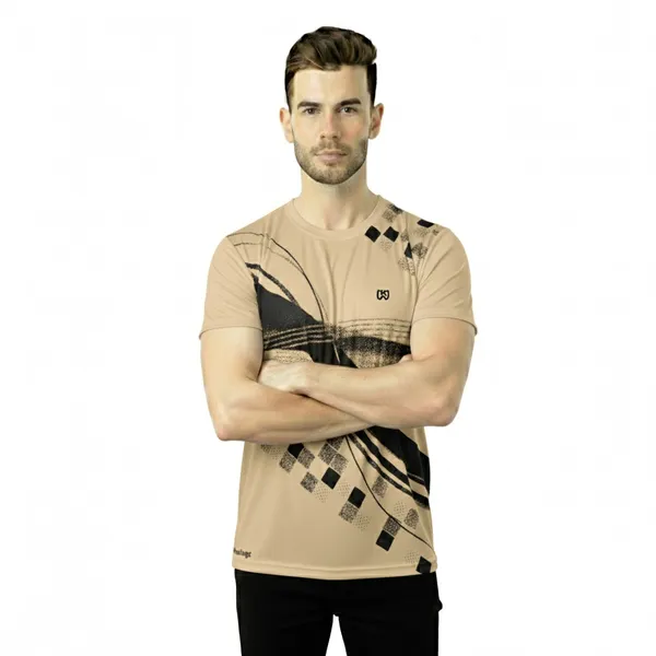 Beige_Premium_Polyester_And_Spandex_Sports_T-Shirt_For_Men