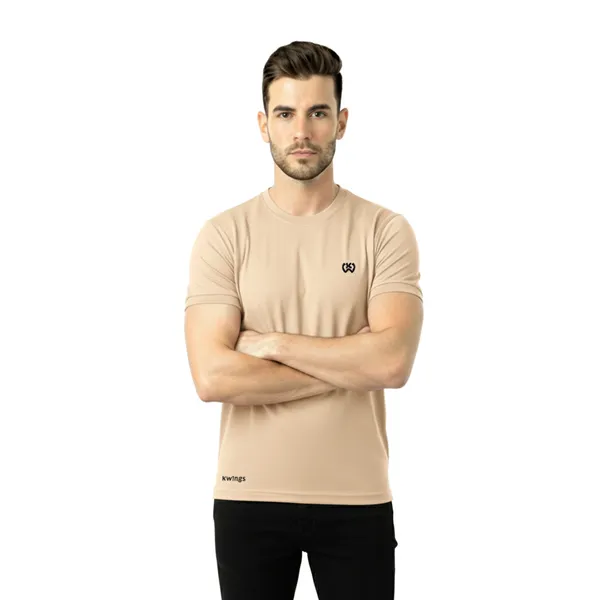 Beige_Premium_Polyester_And_Spandex_Sports_T-Shirt_For_Men