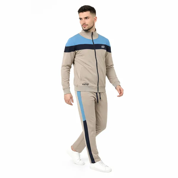 Beige_Premium_Polyester_And_Spandex_Tracksuit_For_Men