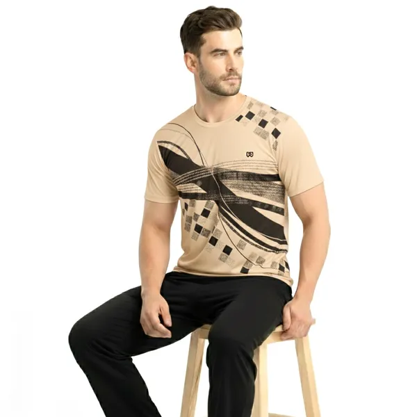 Beige_Premium_Polyester_And_Spandex_Sports_T-Shirt_For_Men