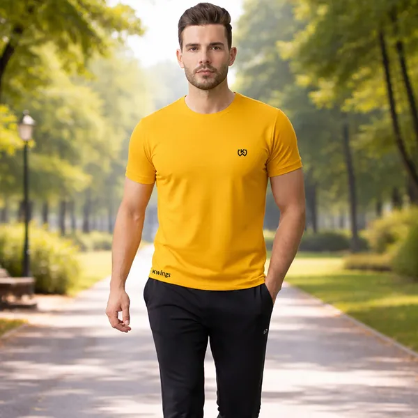 Yellow_Premium_Polyester_And_Spandex_Sports_T-Shirt_For_Men