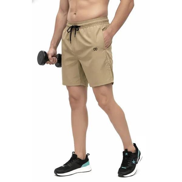 Khaki_Premium_Polyester_And_Spandex_Sports_Shorts_For_Men