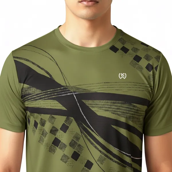 Olive_Green_Premium_Polyester_And_Spandex_Sports_T-Shirt_For_Men