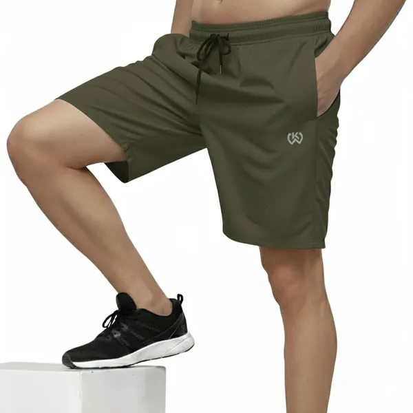 Olive_Green_Premium_Polyester_And_Spandex_Sports_Shorts_For_Men