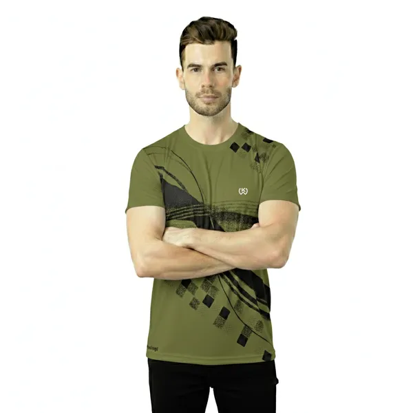 Olive_Green_Premium_Polyester_And_Spandex_Sports_T-Shirt_For_Men