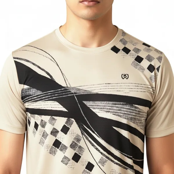 Beige_Premium_Polyester_And_Spandex_Sports_T-Shirt_For_Men