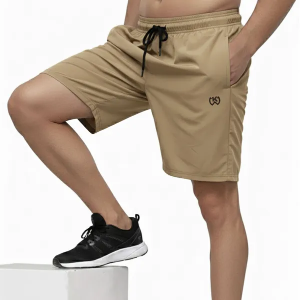 Khaki_Premium_Polyester_And_Spandex_Sports_Shorts_For_Men