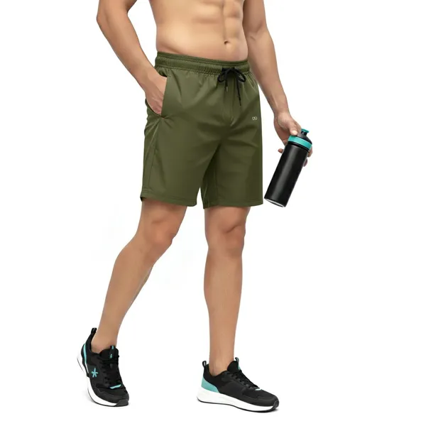 Olive_Green_Premium_Polyester_And_Spandex_Sports_Shorts_For_Men