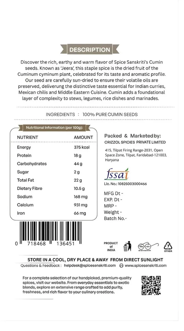 Spice_Sanskriti_Jeera_Cumin_Seeds_Premium_Quality_Whole_Cumin_Natural_And_Unpolished_Fresh,_Aromatic_And_Flavorful_Ideal_for_Cooking,_Seasoning_And_Spice_Blends_1_Kg
