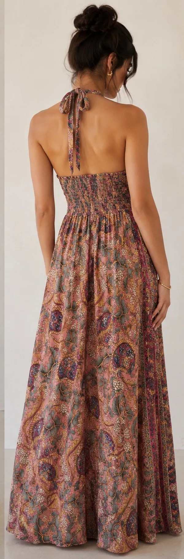 Peach_Multi_Paisley_Print_Halter_Neck_Maxi_Dress_For_Women