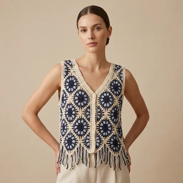 Navy_Blue_Crochet_Sleeveless_Top_With_Fringe_Detail_For_Women