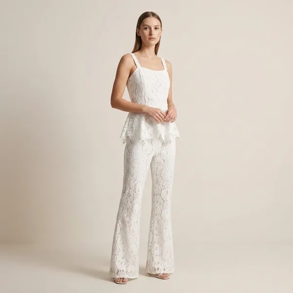 White_Lace_Sleeveless_Top_And_Palazzo_Set_For_Women