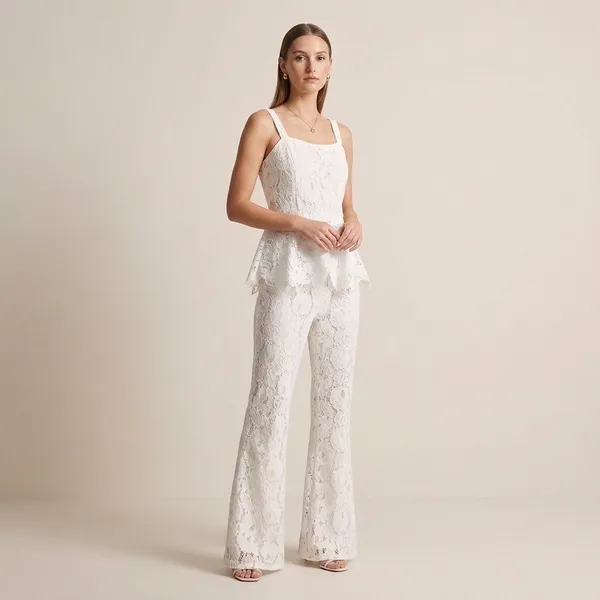 White_Lace_Sleeveless_Top_And_Palazzo_Set_For_Women