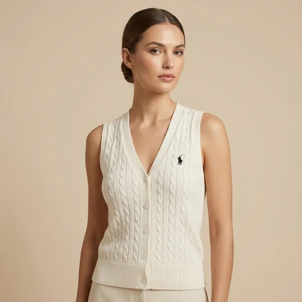 White_Cable_Knit_Sleeveless_Top_For_Women