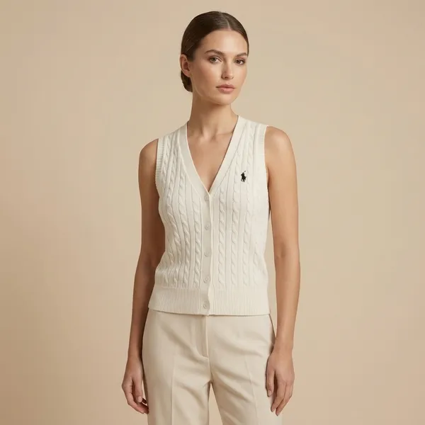 White_Cable_Knit_Sleeveless_Top_For_Women