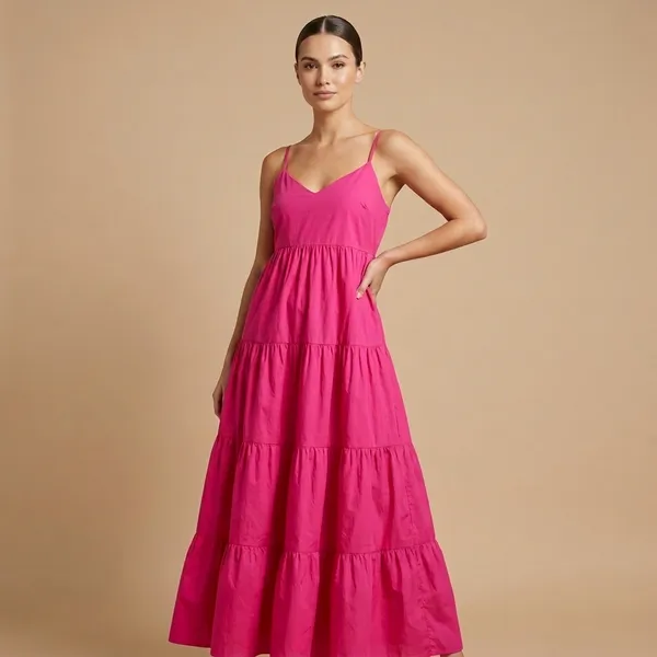 Hot_Pink_Tiered_Maxi_Dress_For_Women