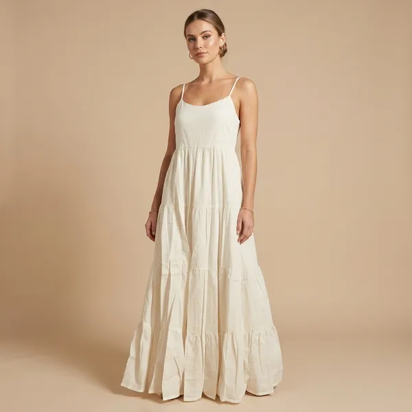 White_Cotton_Tiered_Ruffle_Maxi_Dress_For_Women