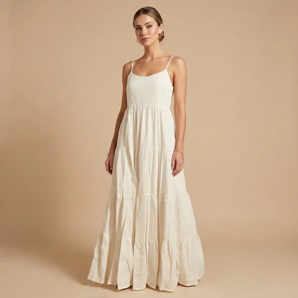 White_Cotton_Tiered_Ruffle_Maxi_Dress_For_Women