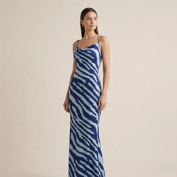Blue_Zebra_Print_Sleeveless_Body_Con_Dress_For_Women