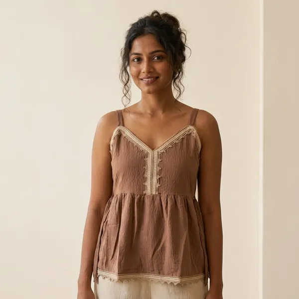 Brown_Cotton_Crochet_Detail_Camisole_Top_For_Women