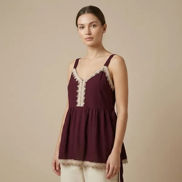 Maroon_Lace_Trim_Sleeveless_Top_For_Women
