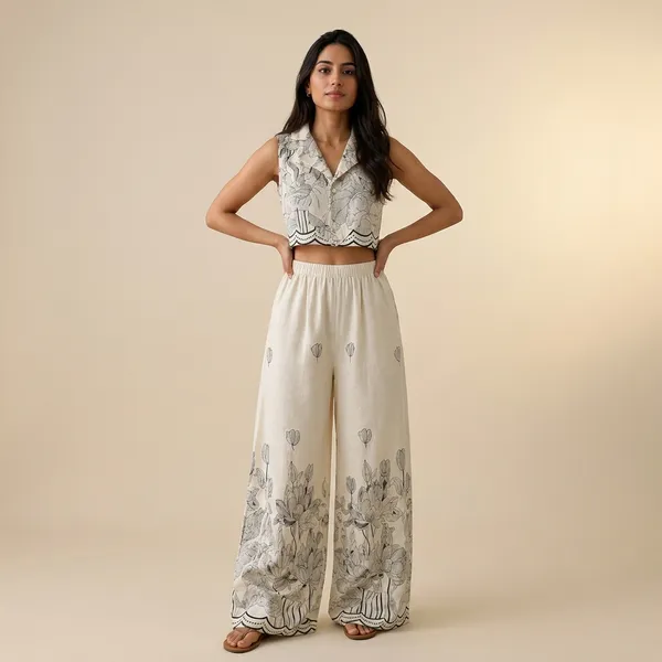 Cream_And_Black_Cotton_Floral_Padded_Co-Ord_Set_For_Women