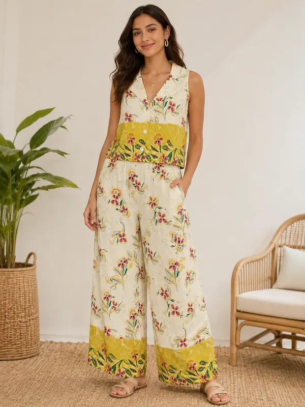 Cream_And_Yellow_Cotton_Floral_Padded_Co-Ord_Set_For_Women