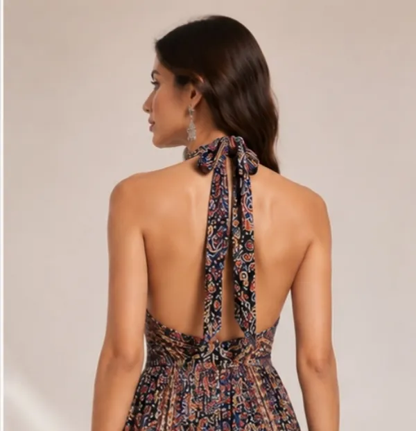 Multicolour_Floral_Print_Smocked_Tie-Up_Jumpsuit_For_Women