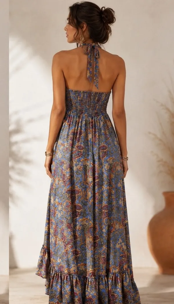 Multicolor_Paisley_Print_Halter_Neck_Maxi_Dress_For_Women
