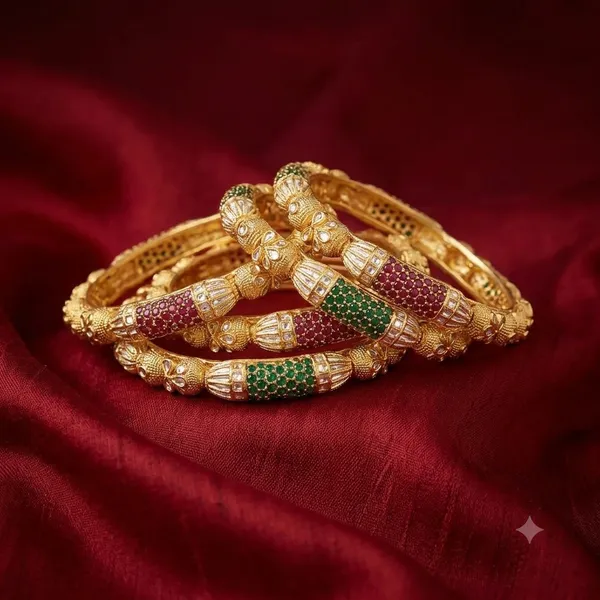 Multicolor_Brass_Kundan_Stone_Traditional_Bangle_Set_For_Women_Set_Of_4