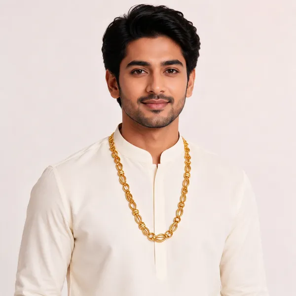 Gold_Brass_Traditional_Beaded_Chain_Necklace_For_Men