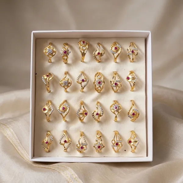 Gold_Plated_Brass_Crystal_Stone_Ring_Set_Of_24_For_Women