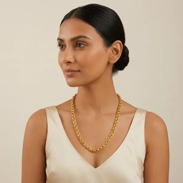 Gold_Brass_Multi_Strand_Pearl_Accent_Chain_Necklace_For_Women