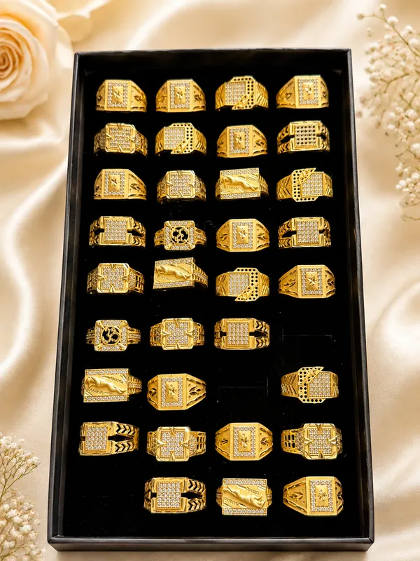 Gold_Brass_Geometric_Statement_Ring_Set_For_Men_Set_Of_32