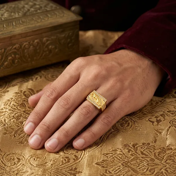 Gold_Brass_Peacock_Design_Adjustable_Statement_Ring_For_Men