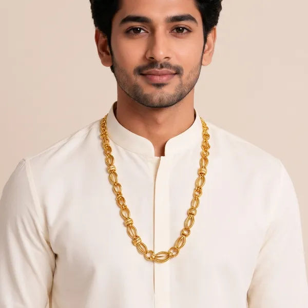 Gold_Brass_Traditional_Beaded_Chain_Necklace_For_Men