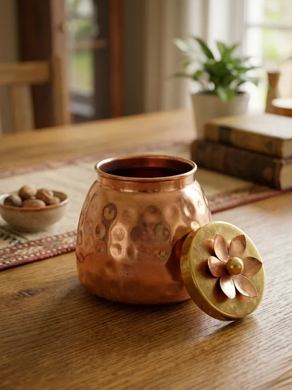 Copper_Plated_Hammered_Floral_Lid_Storage_Jar