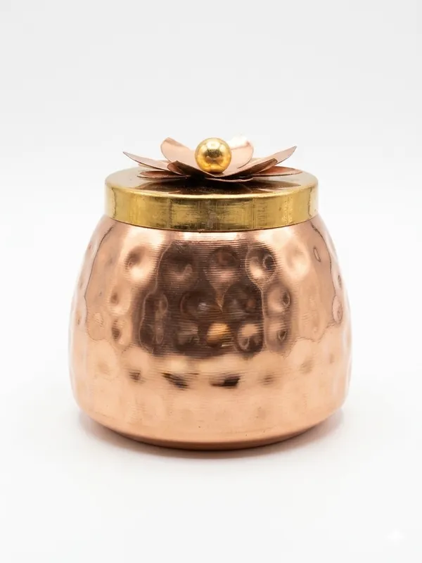Copper_Plated_Hammered_Floral_Lid_Storage_Jar