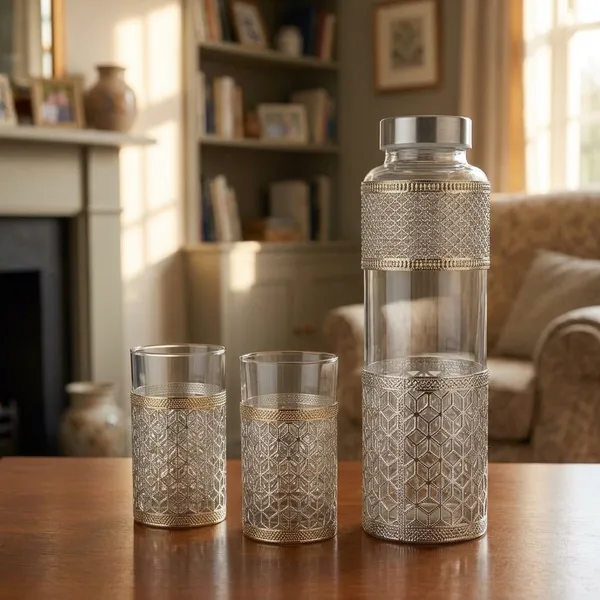 Silver_Glass_Metal_Decorative_Drinkware_Set