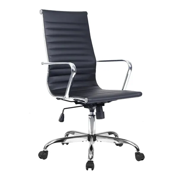 Black_Pu_Leather_Metal_Frame_High_Density_Foam_High-Back_Leatherette_Chair