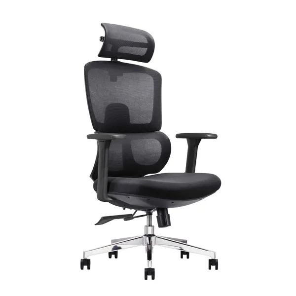 Black_Nylon_Frame_Mesh_Back_Fabric_Seat_Chrome_Base_High-Back_Chair_With_Headrest