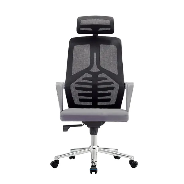 Black_Nylon_Frame_Mesh_Back_Fabric_Seat_Chrome_Base_High-Back_Chair_With_Headrest
