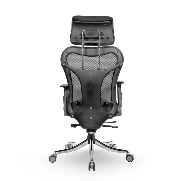 Black_Nylon_Frame_Mesh_Back_Fabric_Seat_Chrome_Base_High-Back_Chair_With_Headrest
