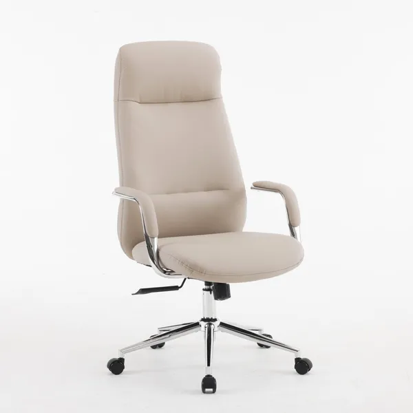 Beige_Pu_Leather_Metal_Frame_High_Density_Foam_Upholstered_Executive_Chair